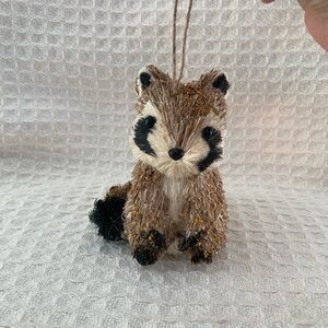 Rustic Sisal Raccoon Hanging Ornament Or Decorative Item